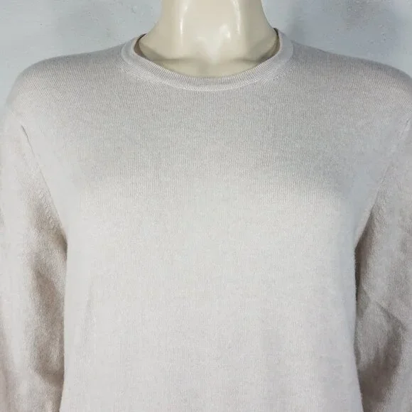 Isle of Skye beige 100% Cashmere crew neck pullover tunic sweater women Large 42 - Picture 2 of 7